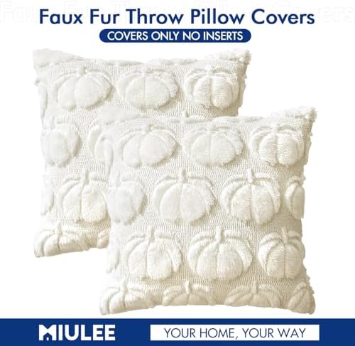 MIULEE Fall Pillow Covers Pumpkin Fall Decor 18x18 Cream White - Image 6