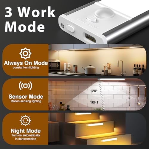 DAYBETTER 12inch Under Cabinet Lighting, 2 Pack Motion Sensor Light Indoor - Image 5