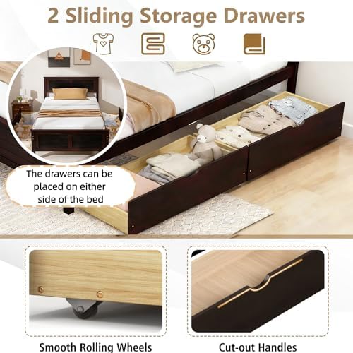 KOMFOTT Full Size Wood Bed Frame - Image 6