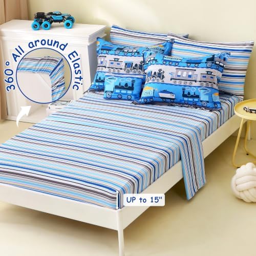 Kids Twin Comforter Sets for Boys 6 Pieces Blue Bedding Set for Teens - Image 5