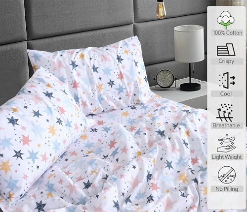 RUVANTI 100% Cotton Full Sheets, Percale Bedding Full Size Set, Fault Star - Image 3