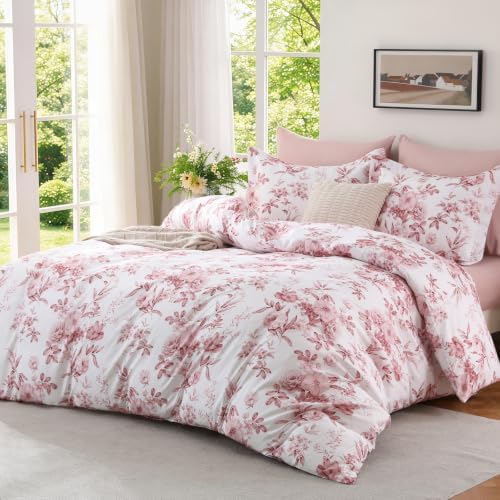 MUXHOMO Full Comforter Set, 7-Piece Floral Bed in a Bag - Image 4