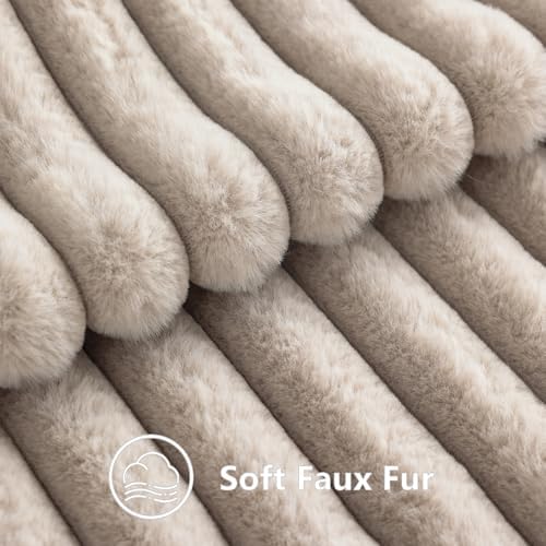 decorUhome Fall Faux Fur Throw Pillow Covers 22x22 Set of 2 Tan - Image 3