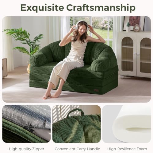 MAXYOYO Folding Sofa Bed with Backrest, Boneless Fold Out Couch with Handle - Image 5