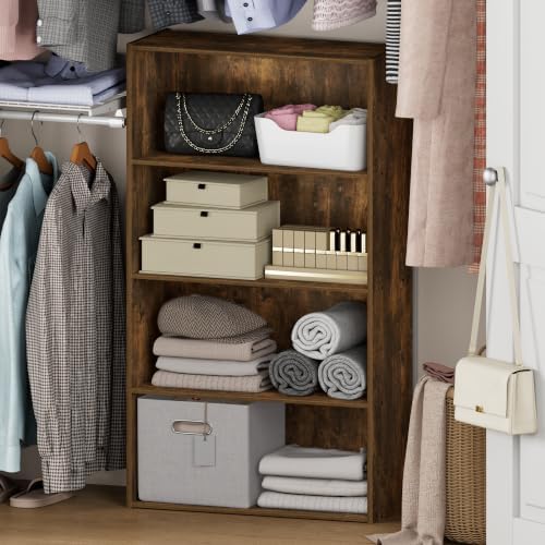 Furinno PASIR 4-Tier Closet Organizer, Open Shelf, Amber Pine - Image 3