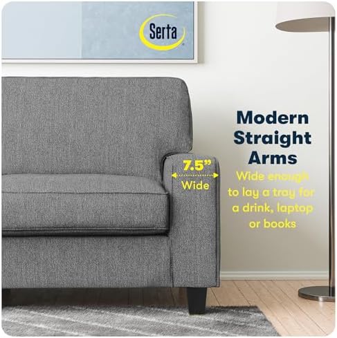 Serta Palisades 73" Track Arm Sofa, Easy Care Polyester, Soft Pillow Back - Image 6