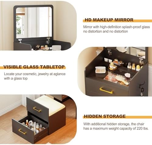 Lvifur Small 3-in-1 Vanity Desk - Image 3