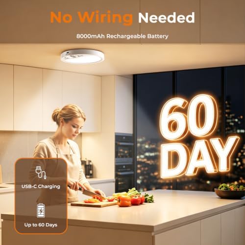 TANBABY Motion Sensor Rechargeable Ceiling Light Indoor - Image 4
