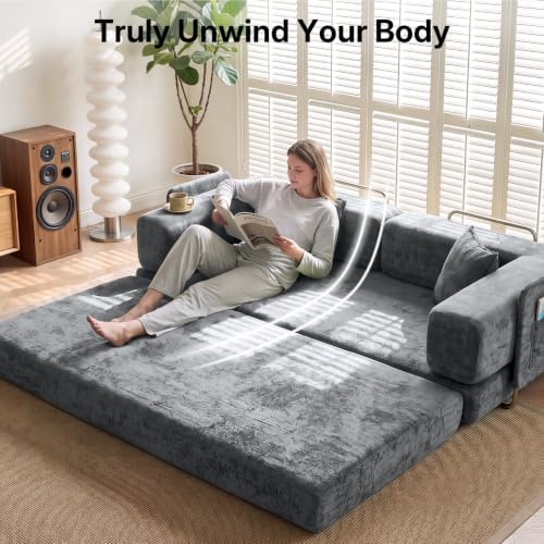 78.8" Convertible Futon Sofa Bed, Boneless Couch - Image 5