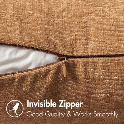 MIULEE Soft Chenille Throw Pillow Covers Brown 18x18 Inch Pack of 2 - Image 3