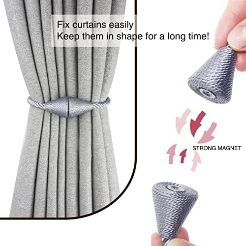 2 Pack Magnetic Curtain Tiebacks Rope Modern Handmade Curtain Tie Backs - Image 2