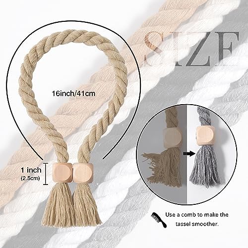 NICEEC 4 Pack Wooden Cube Magnetic Curtain Tiebacks Boho Home Decor Drape Tie - Image 4