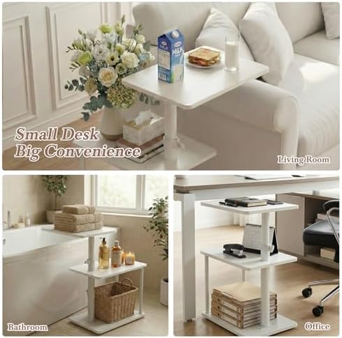 Faesun 360° Swivel Side Table for Height Adjustable, C Shaped End Table for - Image 4