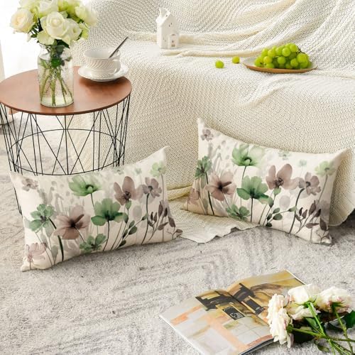 AVOIN colorlife Poppy Flowers Pillow Covers 12x20 Inch Set of 2 - Image 3