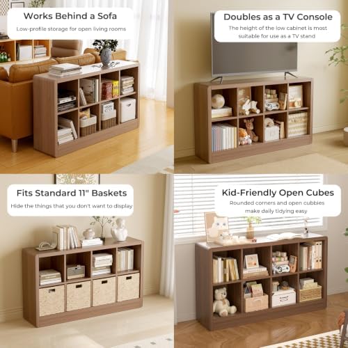 Low Cube Bookcase, 8-Cube Storage Organizer Shelf - Image 4