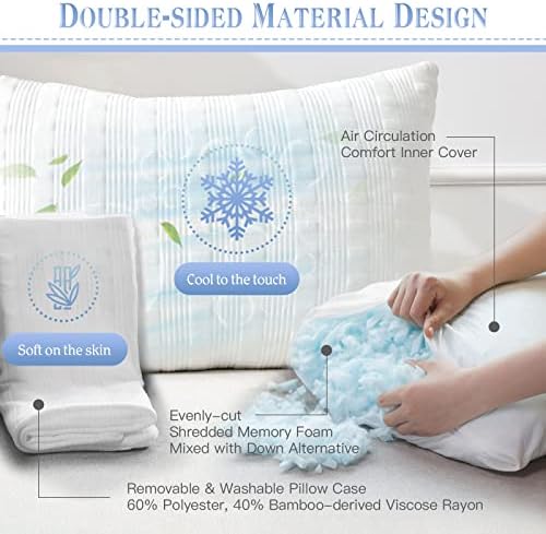 Meoflaw Cooling Pillows for Sleeping Standard Size, Shredded Memory Foam Bed - Image 2