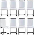 Dining Chairs Set of 8, Black Faux Leather with Metal Frame, Modern Kitchen Chairs with Padded Seat High Back for Dining Room, Kitchen, Living Room