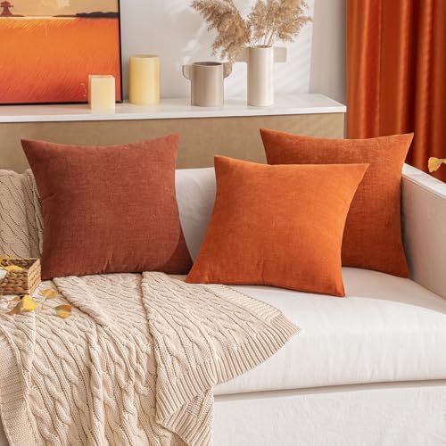 MIULEE Fall Rust Terracotta Chenille Couch Throw Pillow Covers - Image 2