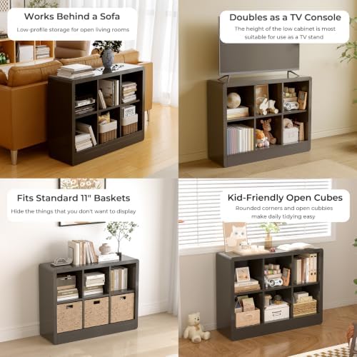 Low Cube Bookcase, 6-Cube Storage Organizer Shelf - Image 4