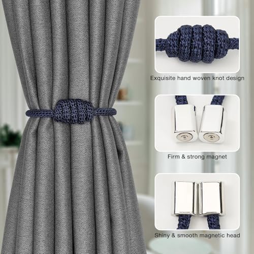 NICEEC 2 Pack Mini Magnetic Curtain Tiebacks Modern Simple Style Drape Tie - Image 3