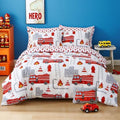 Kids Twin Comforter Sets for Boys 6 Pieces Fire Truck White Bedding Set for by mooreeke