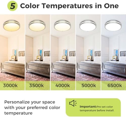 hepside 2 Pack Flush Mount Ceiling Light Fixture, Dimmable & 5CCT Ceiling Light - Image 3