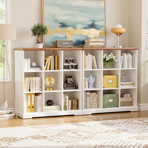 IRONCK 9 Cube Storage Organizer, Farmhouse Short Bookshelf - Image 3