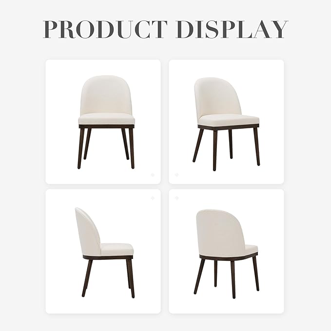 COLAMY Upholstered Dining Chairs Set of 2, Wooden Kitchen Chairs with Open Back, Modern Dining Room Chairs with Wood Frame, Dinner Side Chairs for Dining Room Kitchen Restaurant, Beige