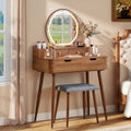 ORRD Small Vanity Set with Mirror and Lights, Modern Wood Makeup Vanity by ORRD