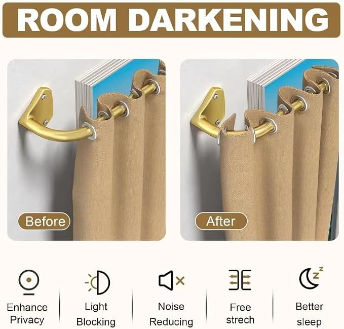 GXOACKJ Gold Curtain Rods for Windows 48 to 84 inch, 5/8 inch Adjustable Wrap - Image 2