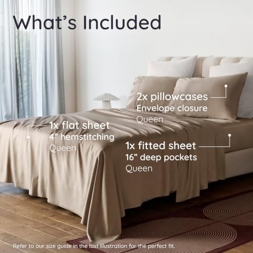 Bambaw 100% Viscose Derived from Bamboo Sheets Deep Pockets Queen Size Set – - Image 2