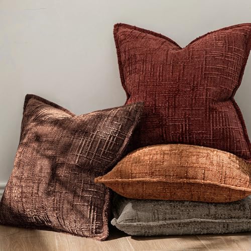 MIULEE Textured Decorative Fall Throw Pillow Covers Terracotta 18x18 - Image 4