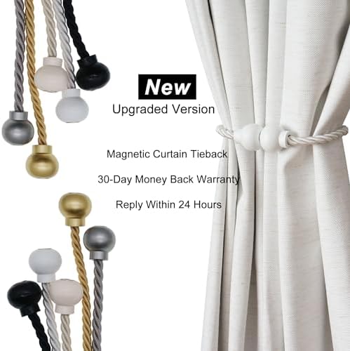 2Pcs Magnetic Curtain Tiebacks Modern Handmade Rope Curtain Tie Backs White - Image 7