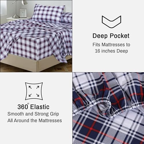 RUVANTI 100% Cotton Percale King Sheets, King Size Sheets Set - Image 6