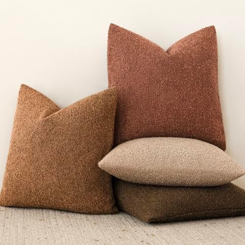 Foindtower Cozy Textured Boucle Lumbar Throw Pillow Cover 12x20 Hazel Brown - Image 6