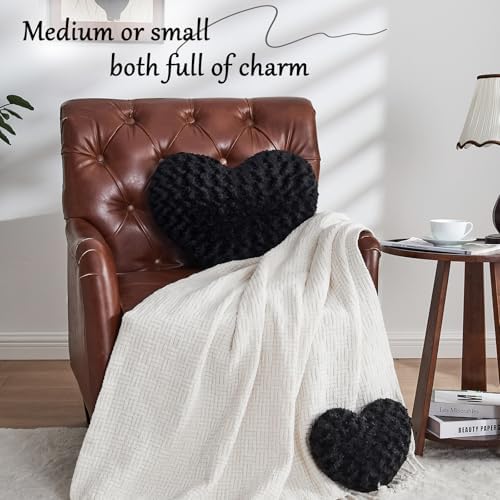 Black Throw Pillows, Cute Heart Pillow, Decorative Pillows - Image 2