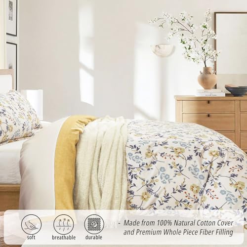 LEMIROE Yellow Floral Cotton Comforter Queen Size - Image 2