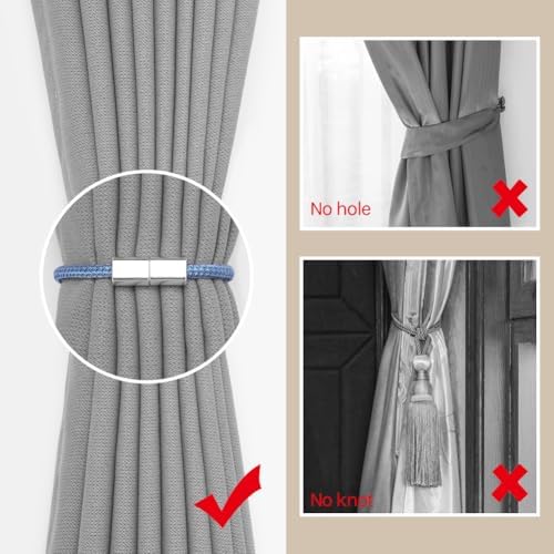 NICEEC 4 Pack Mini Magnetic Curtain Tiebacks Modern Simple Style Drape Tie - Image 3