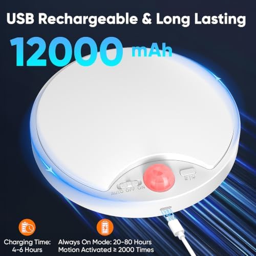 Rechargeable Motion Sensor Ceiling Light, 12000mAh Battery Closet Light - Image 2
