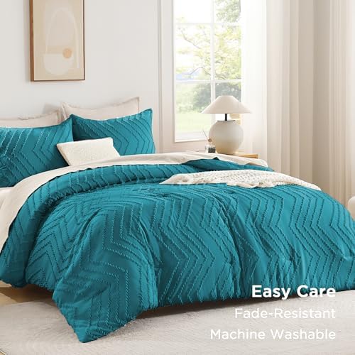 Andency Turquoise Comforter Set Queen Size, 3 Pieces Boho Bed Set - Image 3