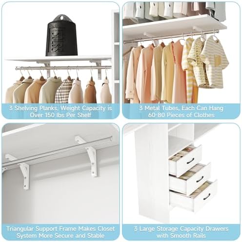 8FT Closet System, Wall Mount Bedroom Wardrobe - Image 3