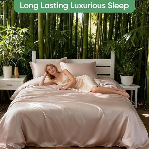 100% Bamboo Viscose & Lyocell Tencel Sheets Set Queen Size，Cooling & Silky Soft - Image 3