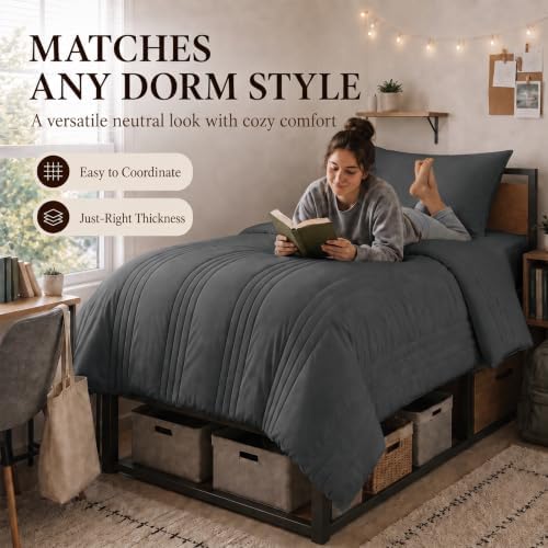 CozyLux Twin Comforter Set Dark Grey - Image 4