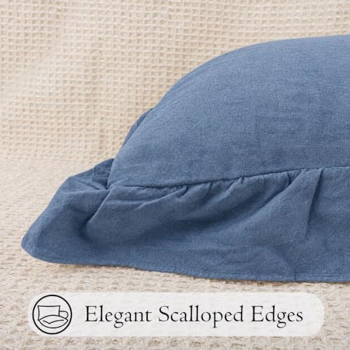 JoraLion Ruffled Throw Pillow Cover 22x22 Solid Dusty Blue - Image 7
