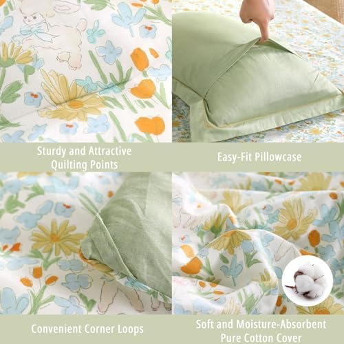 Sage Whimsical Wildflower Botanical Cotton Comforter Twin Size 2PC - Image 5