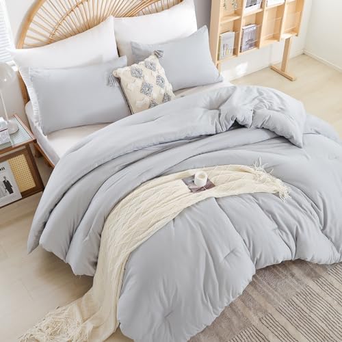 weigelia Light Grey Comforter Set Full, All Season Lightweight Bedding Set - Image 2