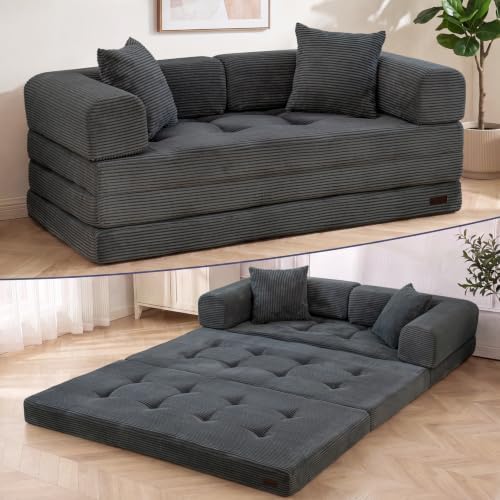 MAXYOYO 63" Convertible Sofa Bed, Boneless Futon Couch Floor Sofa by MAXYOYO