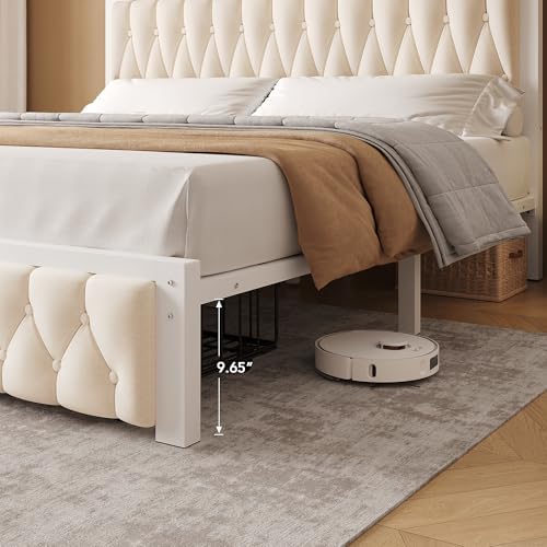 Decofy King Bed Frame with 2 Storage Drawers, Upholstered Platform Bed Frame - Image 4