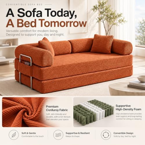 78.8" Convertible Futon Sofa Bed, Boneless Sleeper Couch - Image 3