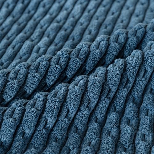 Set of 4 Blue Decorative Throw Pillow Covers 12x20 Inch Corduroy Pillow Covers - Image 4
